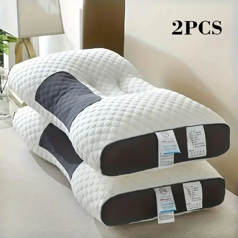 1pc/2pcs Knitted Cervical Vertebra Protection Pillow, 9-Hour Support 1100G Filling Upgraded Version, Ergonomic Orthopedic for Sleeping Massage and Spinal Alignment, Hypoallergenic Removable Washable Cover, Moisture Absorption Breathable, Household Bedroom Decorative Pillow,Household Pillow Moisture Absorption Breathable Bedding Living Room Bedroom Decorative Pillow, All-Season White Neck Pillows for Gift Giving